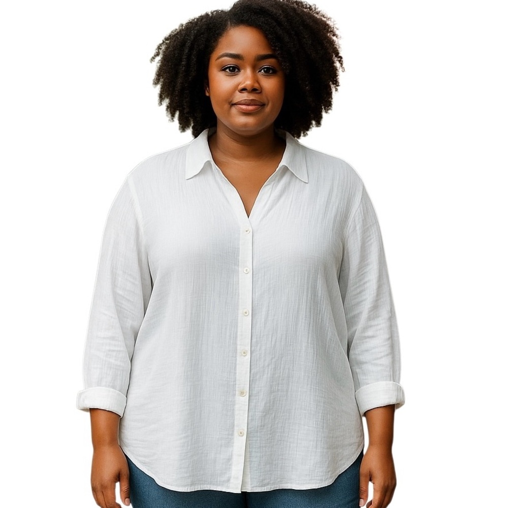 Soft Surroundings White Button-Down Shirt